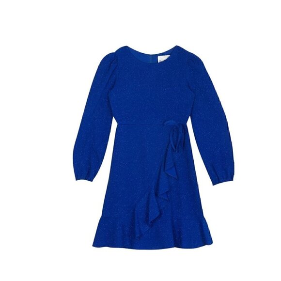 Rare Editions Long Sleeve Glitter Knit Faux Wrap Dress Women's Size 12 NWT - Picture 1 of 4